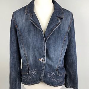 Riders Copper Collection Vintage Blue Denim Jean Jacket Embroidered Size M